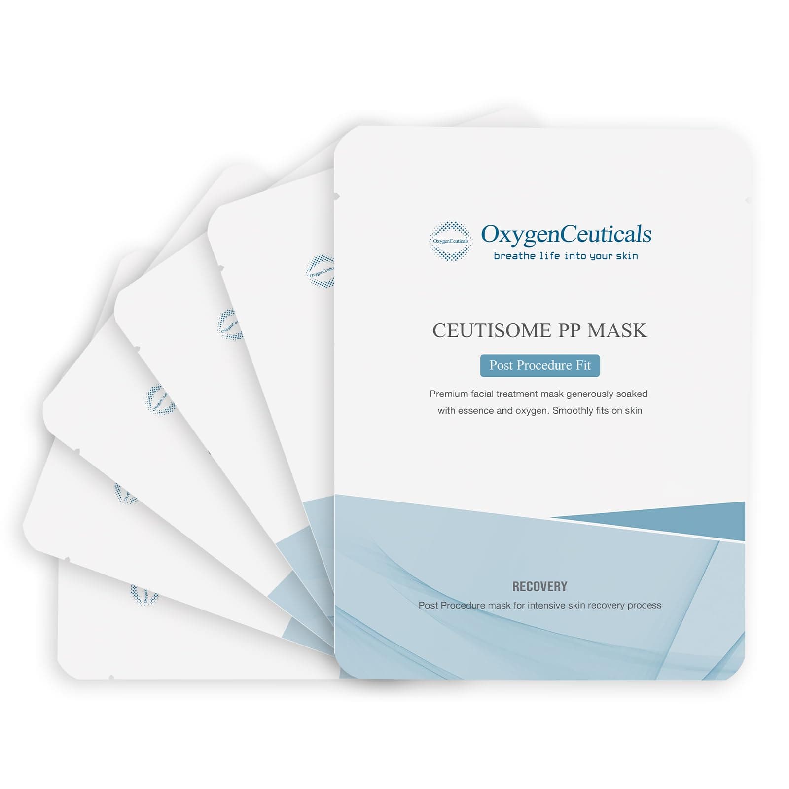 Mask sheet for post-procedure skin care, OxygenCeuticals Ceutisome PP Mask 6 sheets/box, instant soothing and recovering skin, post treatment care with salmon DNA