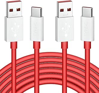 6FT 2-Pack USB Type C Cable for OnePlus 8 Pro, 80W 65W for Supervooc/Warp/Dash-Charging Cable Rapid Data Syncing Fast Charger USB C Cable for OnePlus 15 13 12 12R Open 11 10 8 7T 7 6T, Red