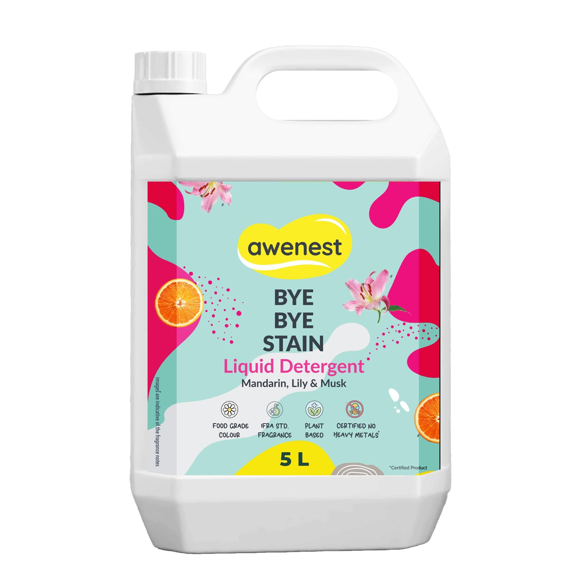 awenest 5 L Natural Laundry Liquid | Plant-based Bioactives | Top and Front Load | Organic, Eco-friendly, Biodegradable, Herbal | Removes Tough Stains | Long Lasting Fragrance | Fresh, Soft Clothes