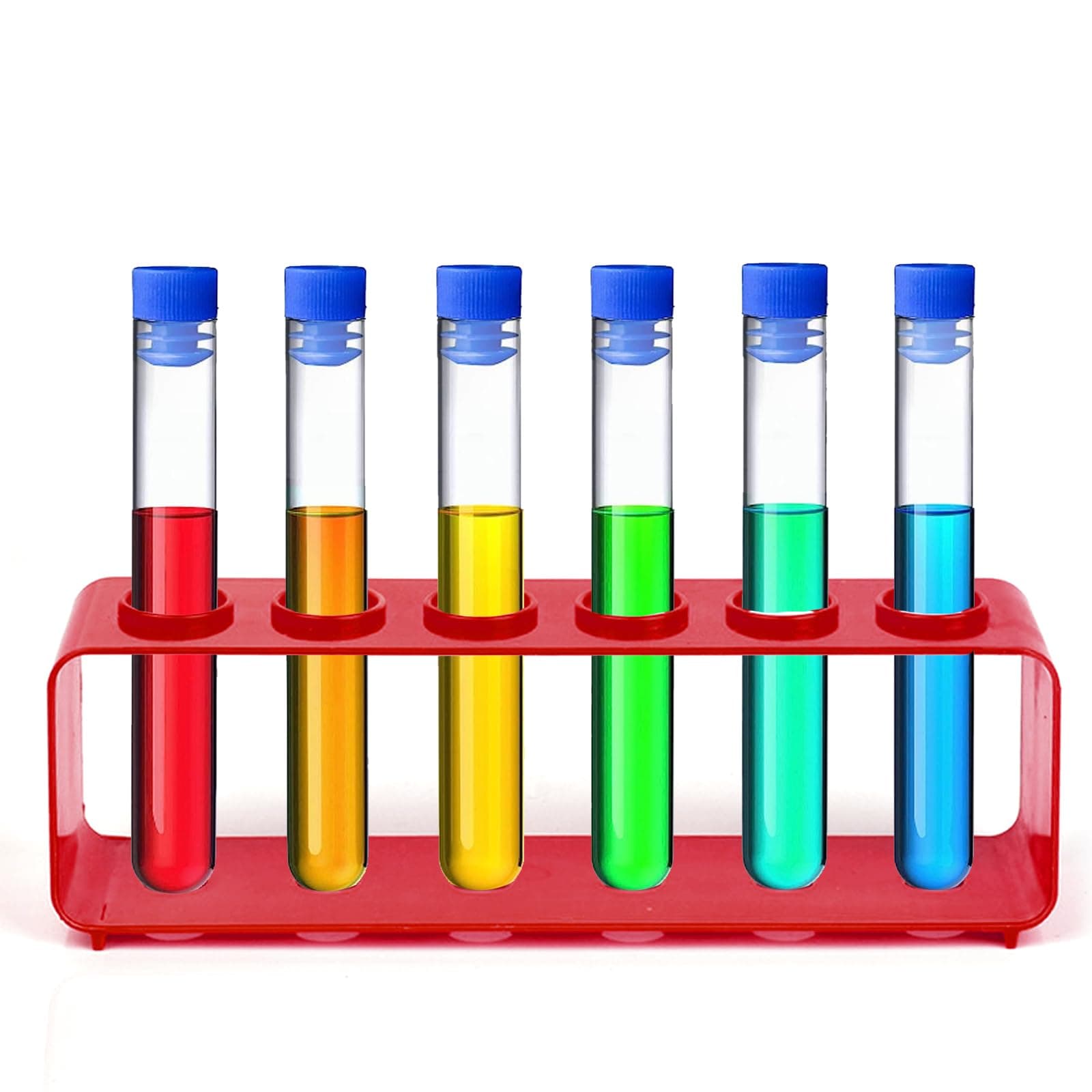 – 7 Pcs Plastic Test Tubes for Children, Plastic Tubes with Stand Kids Science Equipment Kids Water Play Educational Toy Home Science Kits for Boys and Girls