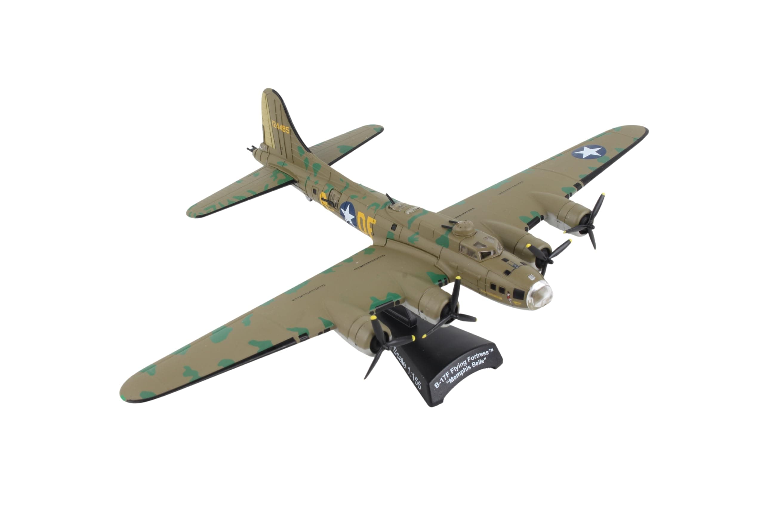 Daron B-17F Memphis Belle Die-Cast Model – 1:155 Scale Historic WWII Bomber Replica with Display Stand, Highly Detailed, 5.5” Length x 8” Wingspan, Adult Collectible Ages 14+