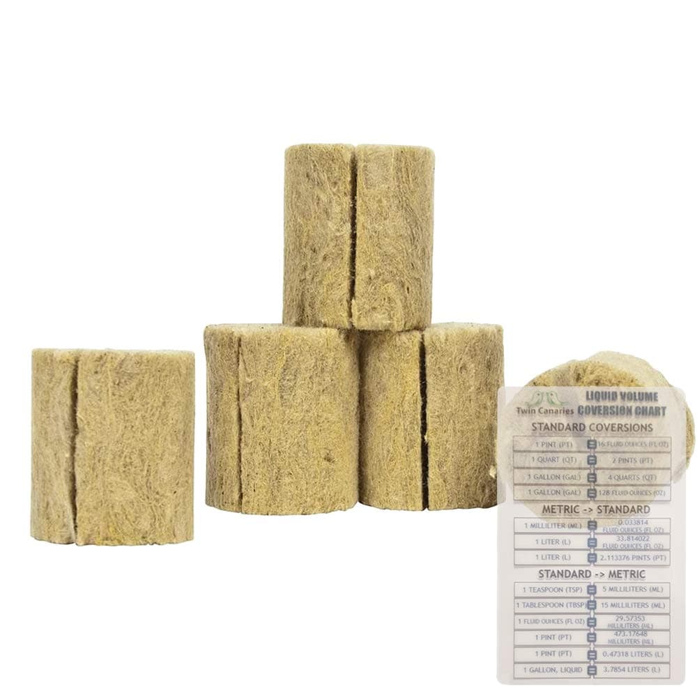 GRODAN Macro Plug ROCKWOOL STONEWOOL Starter HYDROPONIC CLONING Media Round 1.5" + Twin Canaries Chart - 25 Plugs