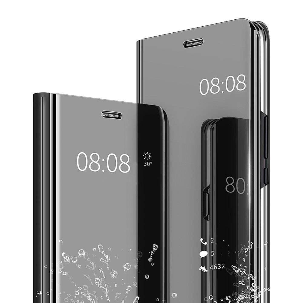 KISCOfor Sony Xperia XZ3 Mirror Case,Mirror Protective Case Standing Protective Flip Cover with Kickstand Feature for Sony Xperia XZ3-Black