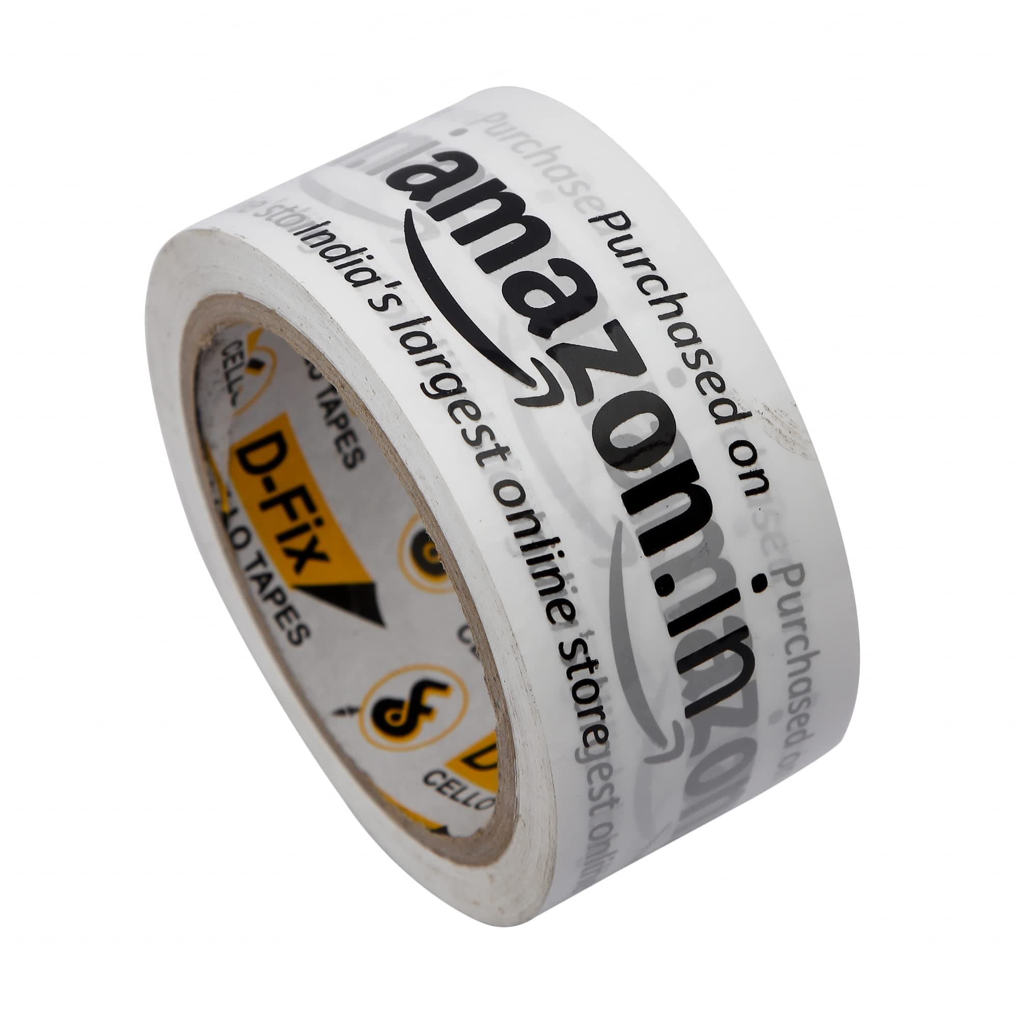 D-fix® BOPP Printed Amazon White Packaging Tape, 65 Meters Length, 48mm (2 Inch) Width, Tape Roll for E-commerce, Packaging Box | Pack of 12 Rolls