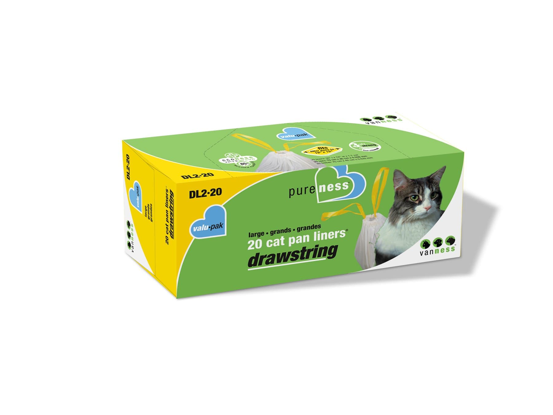 Pets Drawstring Cat Litter Box Liners, Unscented, Large Size, 36” x 18”, 20 Count