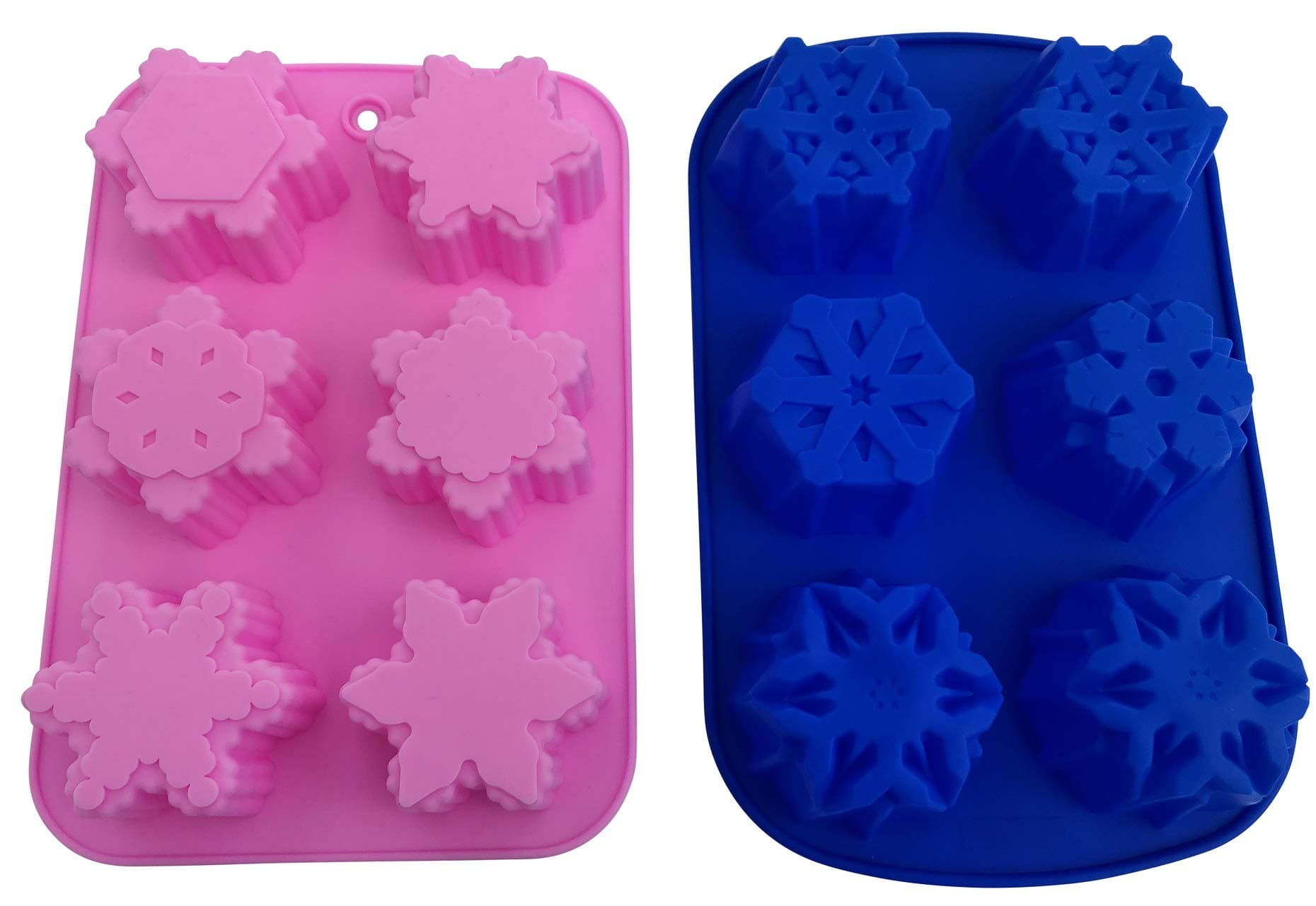 2 Silicone Snowflake Soap Molds - Christmas Bath Bombs Soaps Cake - Baking Party Supplies & Holiday Decoration - Flexible 10 Different Shaped Snowflakes - DIY Design Bundle by Jolly Jon