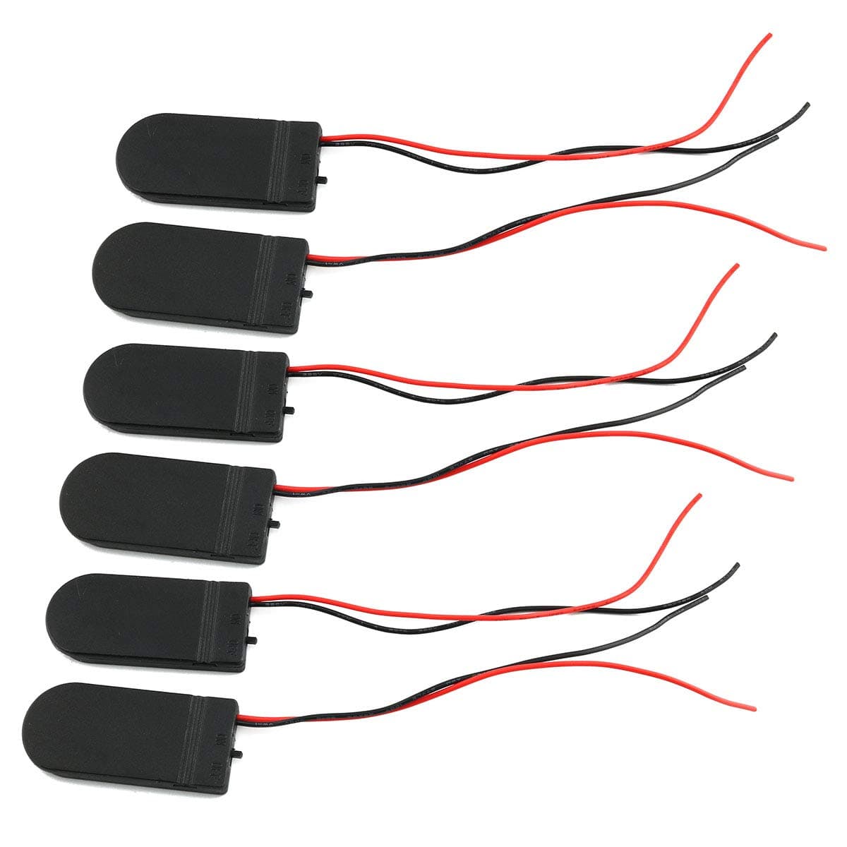 E-outstanding 6-Pack 2x3V CR2032 LIR2032 Button Cell Battery Holder with Cover and ON/Off Switch, Wired 6V Button Coin Cell Battery Storage Box