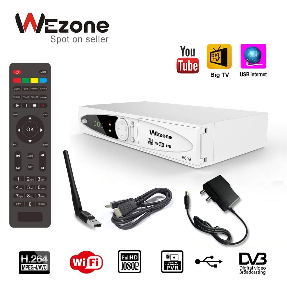 DVB-S2 Satellite TV Receiver 8009 Set Top Box HD H264 Support PVR and Playback via USB, Support Internet from Mobile, 2 USB Ports, FTA Channels
