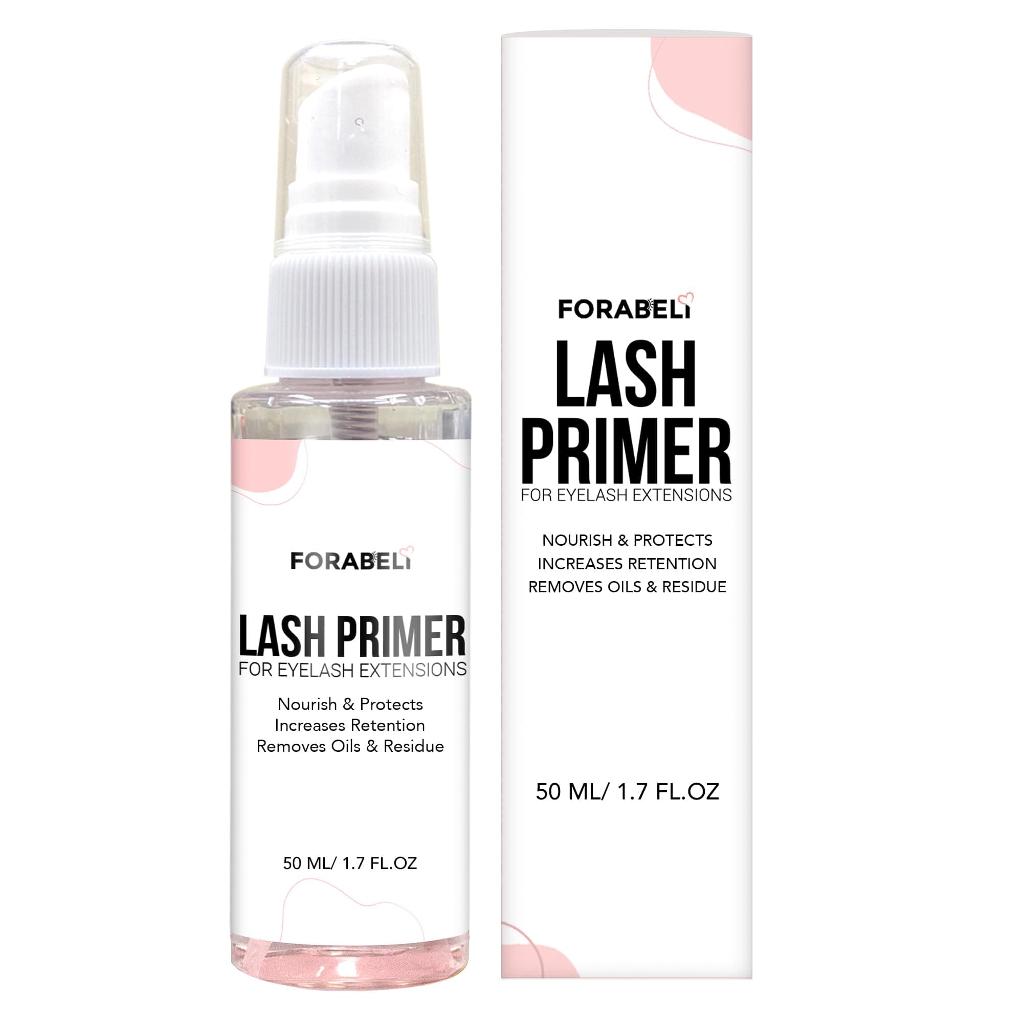 Forabeli Lash Primer Spray for Eyelash Extensions 50ml | Large Value Size Pre-Treatment | Maximum Retention & Adhesion Booster | Protein Remover & Cleanser | Oil Free Formula | 1.69 fl oz