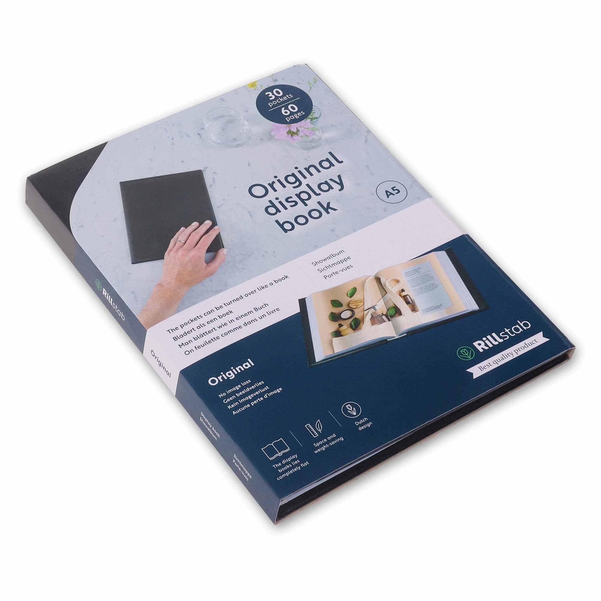 Original Display Book (30 Transparent/Clear Pockets) | A5 Front Page Ring Binder Portfolio & Project Presentation Folder for Meetings & Conferences| Poly Clear Pocket Folder | Black | 99534