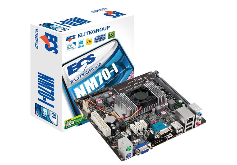 ECS Elitegroup NM70-I Celeron 1037 Dual Core Processor Mini ITX DDR3 1333 BGA 1023 Motherboard