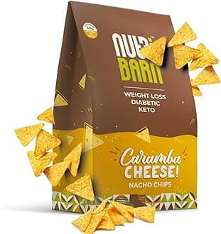Nutribarn High Protein Low Carb Cheese Nachos 600 Gms | 25% Protein | 1.7g Net Carbs | Lab Tested Low GI 19 | Diabetic Friendly, Weight Management Nacho Chips | 60g (Pack of 10)