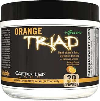 Sponsored Ad - CONTROLLED LABS Orange Triad Plus Greens for Men and Women, 30 Servings Iron Free Sports Supplement for Overall Health, Multivitamin, Digestion, Immune System, and Joint Health