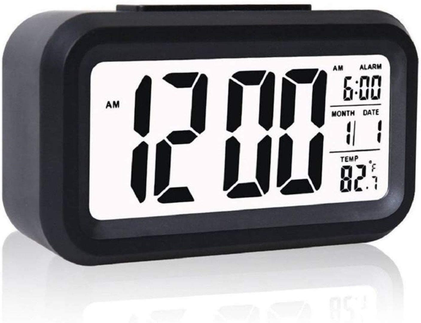 JASIFS®Digital Alarm Clock Table Office Clock with Date Time Temperature Night Light Sensor(Plastic, 1.5Wx5.5Lx3.1H inches,Black)