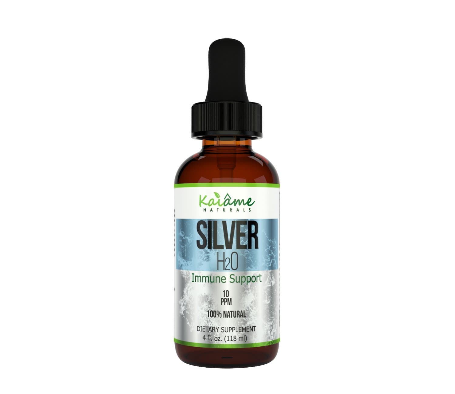 Kaiame Naturals Colloidal Silver, Ionic Silver Solution, 10 PPM, Large 4 oz Dropper in Glass Bottle, Natural Immune Support Supplement, Safe for Adults, Children, and Pets