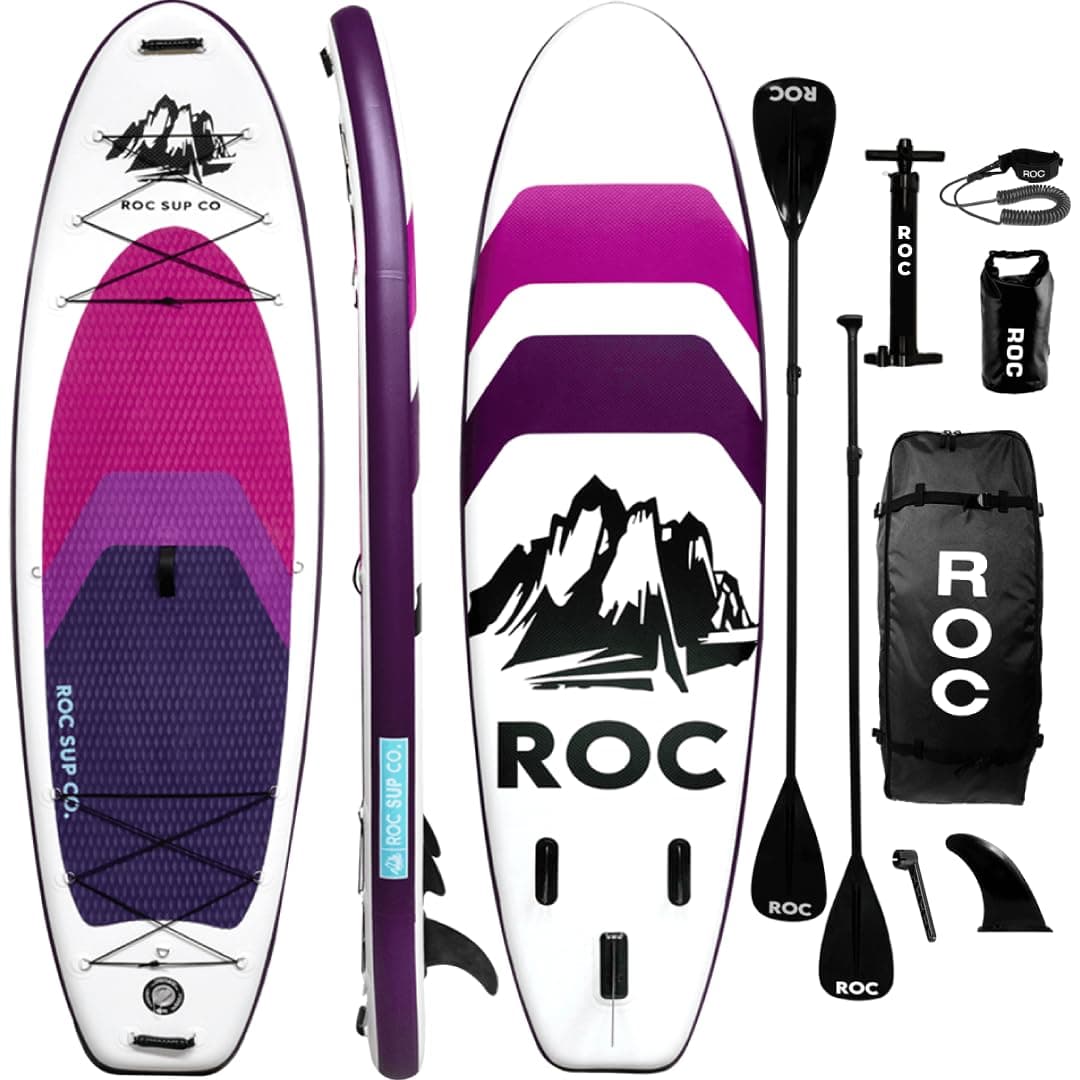 Roc Inflatable Stand Up Paddle Boards with Premium SUP Paddle Board Accessories, Wide Stable Design, Non-Slip Comfort Deck for Youth & Adults
