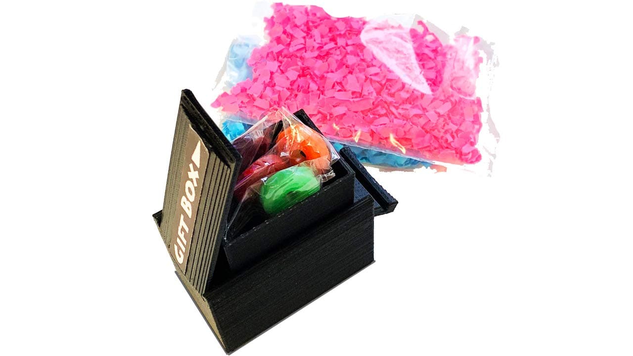 Prank Gender Reveal Exploding Gift Box with Free Candy Blue and Pink Confetti Prize Inside Reusable Blindside (1 Box)