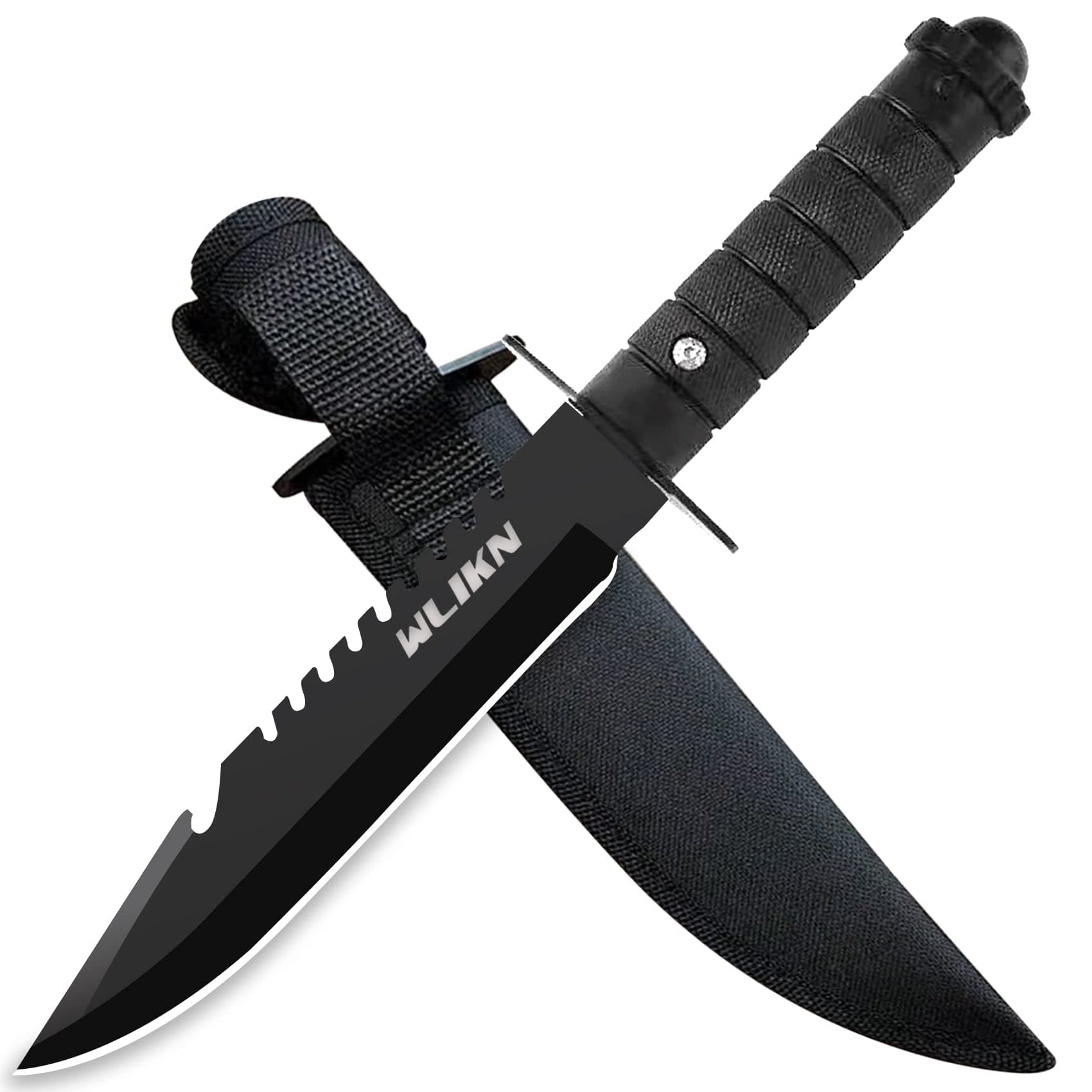 Fixed Blade Knife with Sheath, 5-Inch Strong Single Edge Blade Survival Bowie Knife with Non-Slip Handle, for Camping, Hunting, and EDC