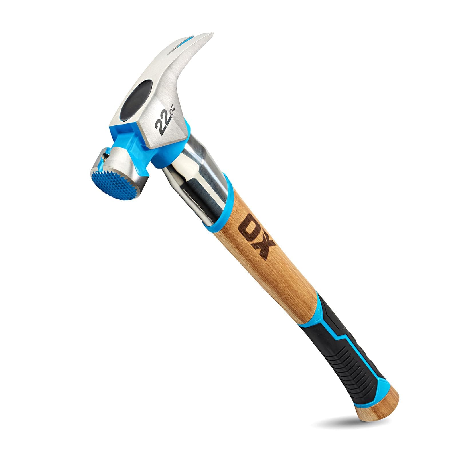 OX Tools Pro 22 Ounce Milled Face Framing, Curved Hickory Handle w/TPR Grip & Steel Reinforcement