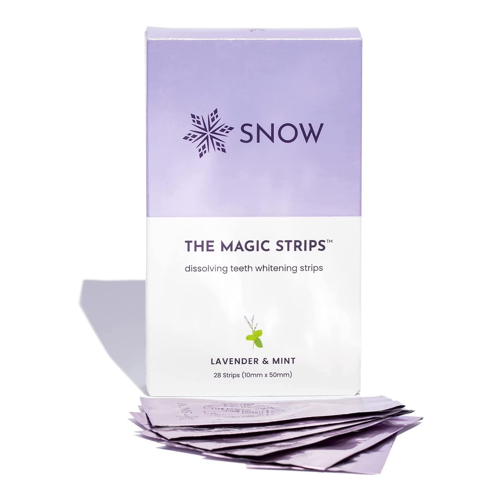 SNOWThe Magic Strips - Safe for Enamel Dissolving Teeth Whitening Strips - Mess-Free Portable Teeth Whitener for Oral Care with Lavender & Mint Flavor, Whitening Strips for Teeth, 28 Strips