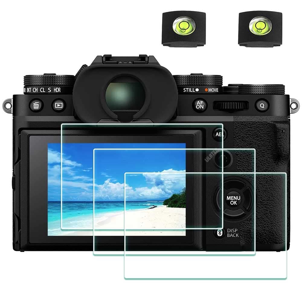 X-T5 Screen Protector for Fujifilm X-T5 Fuji XT5 Camera & Hot Shoe Cover, 0.3mm 9H Hardness Tempered Glass Saver Anti-Scrach Anti-Fingerprint Anti-Bubble [3Pack]