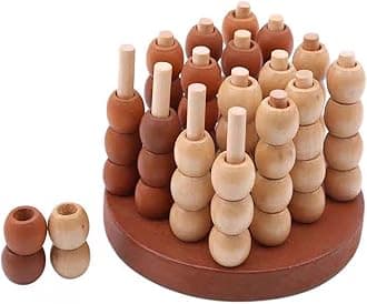 Colaxi 4 in A Row Game Set Four in A Row Chess Thinking Portable 6 Years Party Gifts Wood Family Adults Board Game Four in A Row