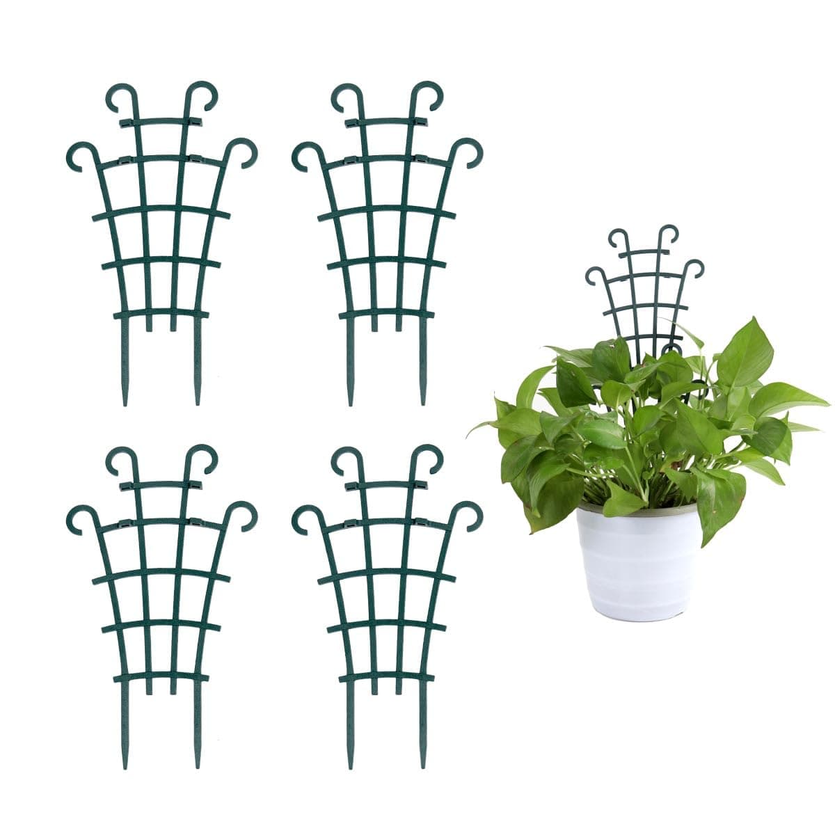 UWIOFF Trellis for Potted Plants, Stackable Small Indoor Plant Trellis for Climbing Plants Outdoor for Vine Ivy Hoya Houseplants Flower Plant Support, 4 Pack