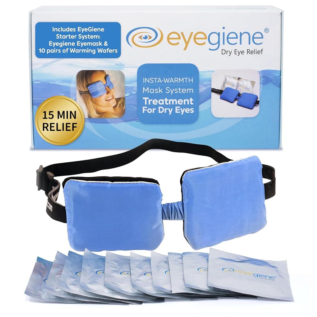 EyeGiene Insta-Warmth System – Self-Heating Eye Compress, No Microwave Needed, for Dry Eye Relief, Starter Kit