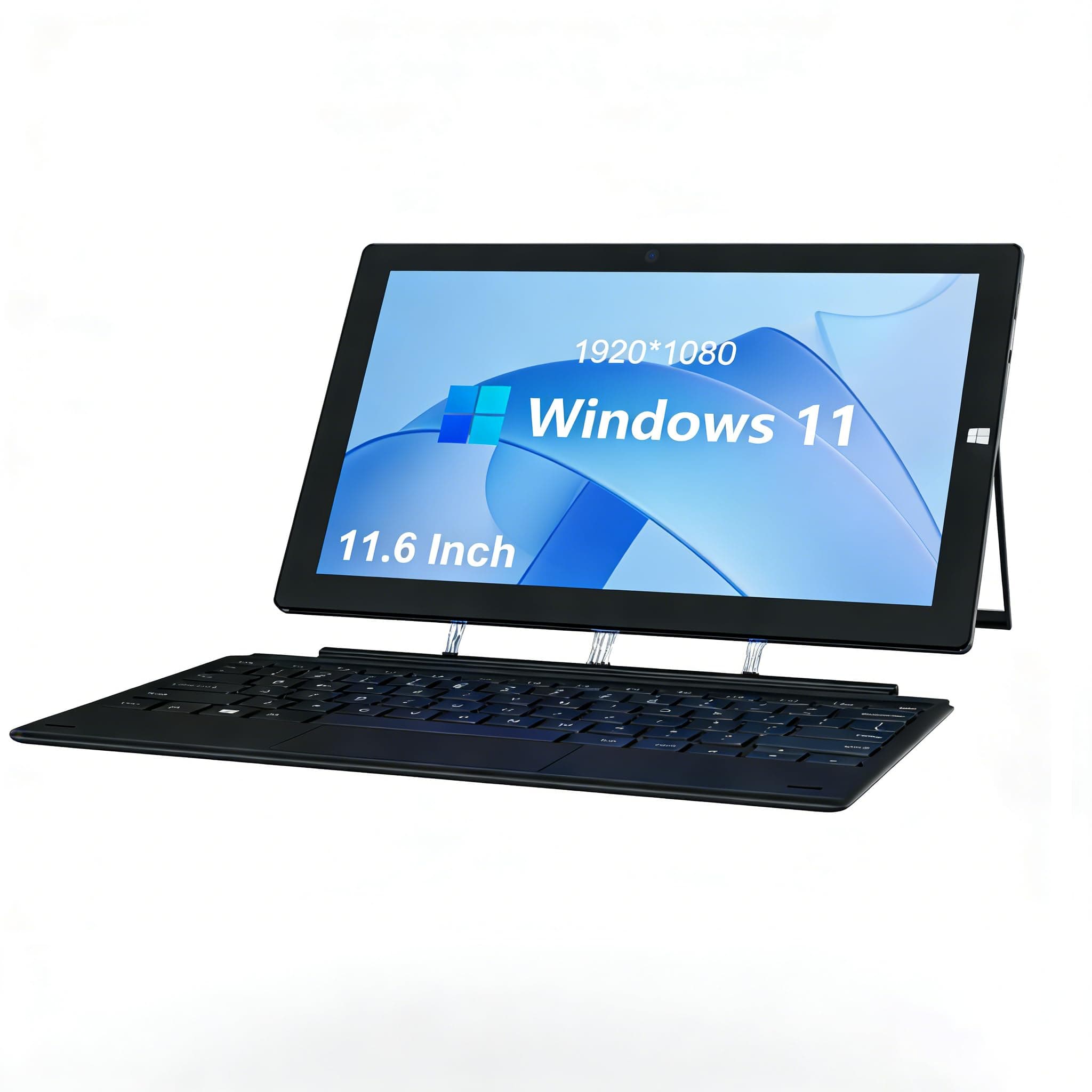 11.6 in Windows Tablet with Keyboard, Win 11 Home Touchscreen Tablets, 8GB DDR4 256GB SSD, 2.7GHz/WiFi/BT/HDMI USB3.0 Output, Dual Camera, SD Card Slot