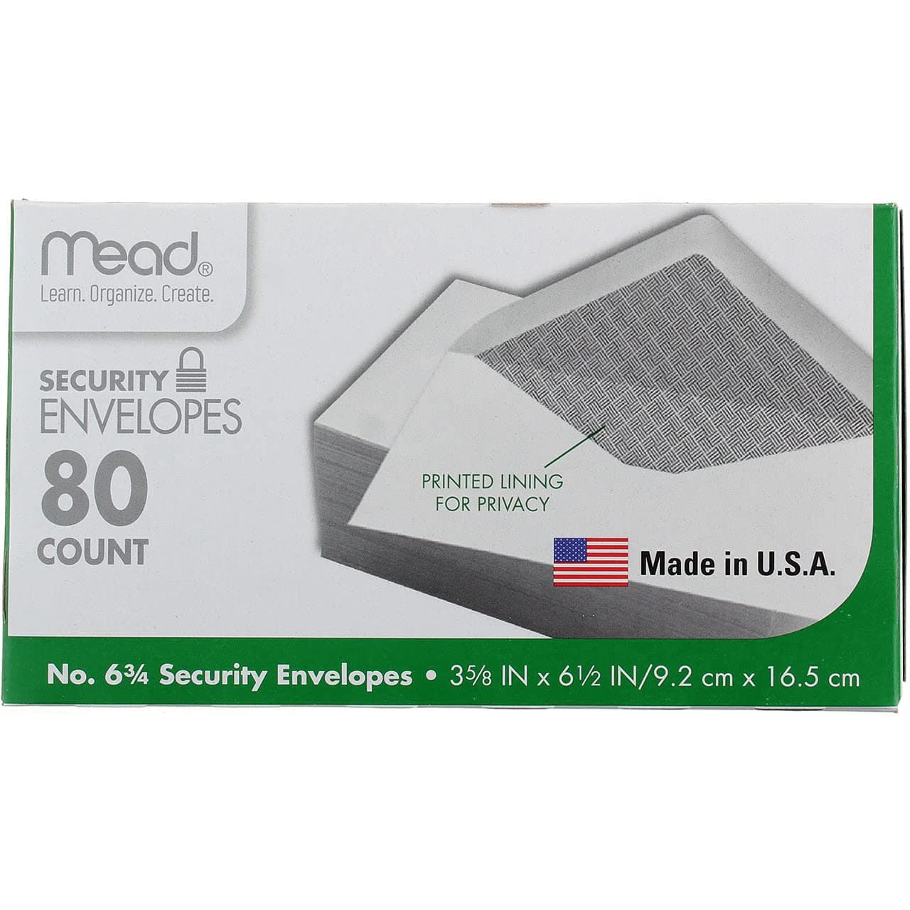 #6-3/4 Envelopes, 3-5/8" x 6-1/2", Security Printed Lining for Privacy, Gummed Closure, White All-Purpose 20-lb Paper Mailing Envelopes, 80 Count (75212)