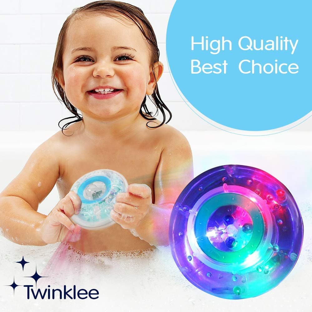 Margottd Bath LED Toy Safe Fun Bubble Bath Calming Relaxing Waterproof Diving Swimming Pool Rainbow Color-Changing Light - Up Toy Toddler Infant Baby Floating Boat Ducks Prime