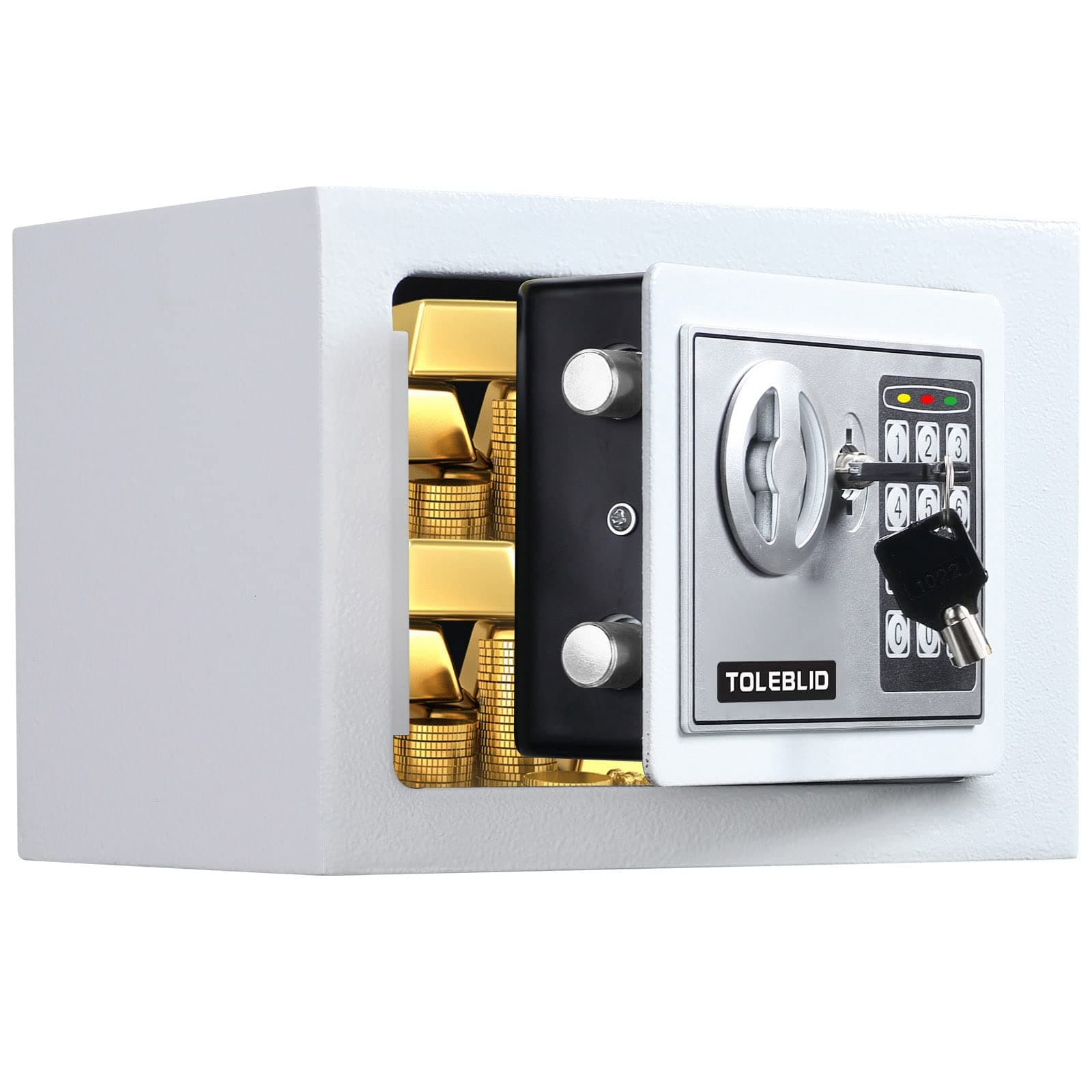 Small Safe Box for Money, 0.23 Cu ft Mini Fireproof Safe with Combination Lock, Personal Home Safe for Office Hotels Business (white)