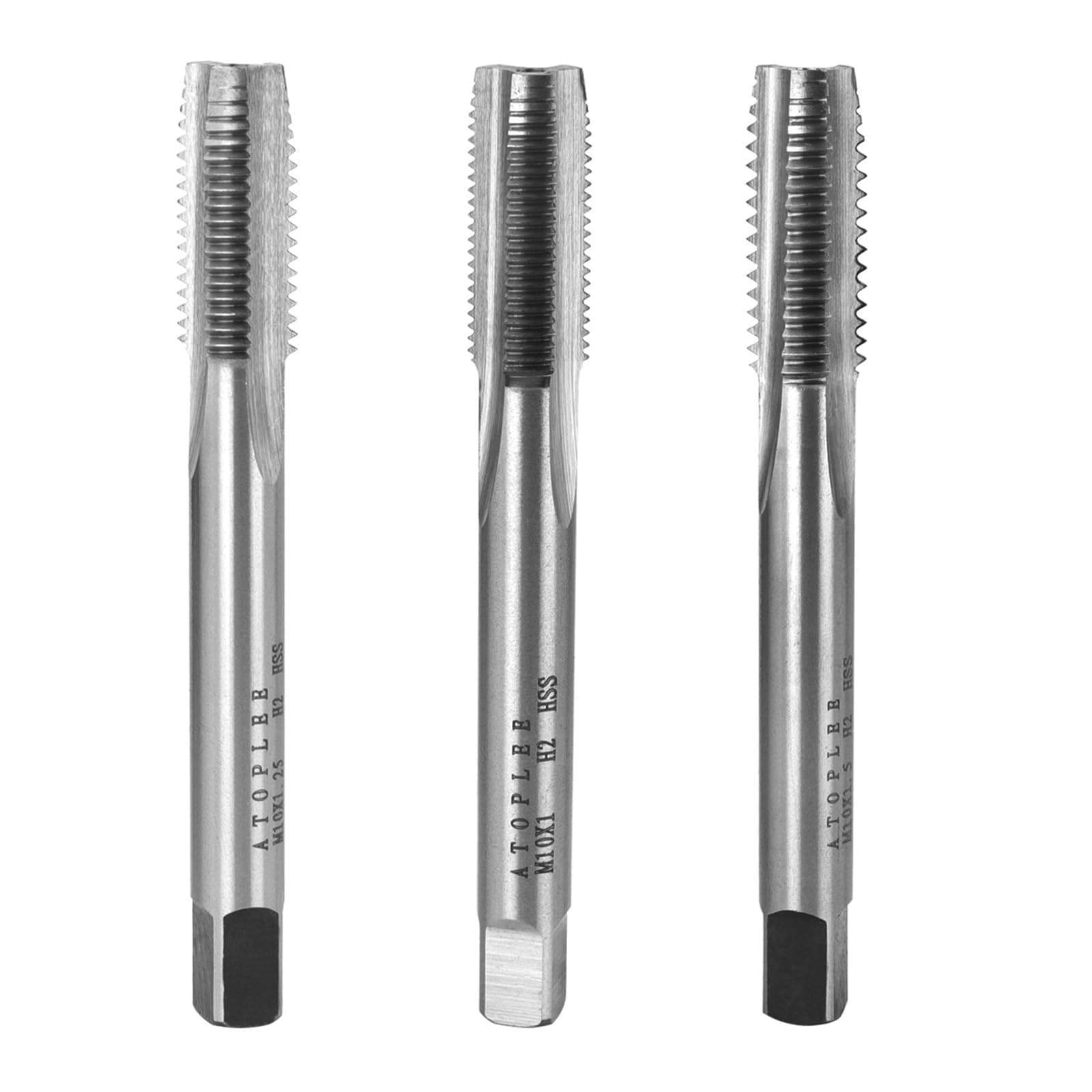 ATOPLEE Metric Thread Tap, M10 HSS 6542 Right Hand Thread Tap (M10X1.0/M10X1.25/M10X1.5, 3pcs)