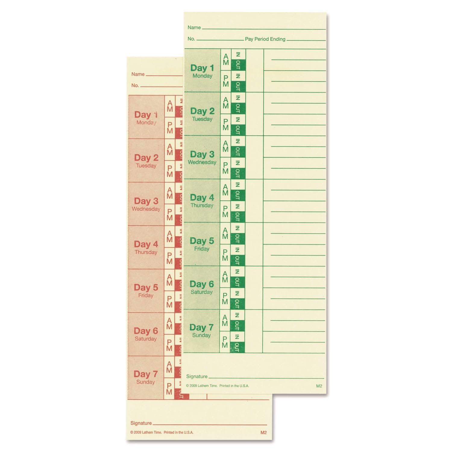 Lathem Weekly Time Cards, Double-Sided, for Lathem Model 2121/Side-Print Time Clocks, 100 Pack (M2-100)