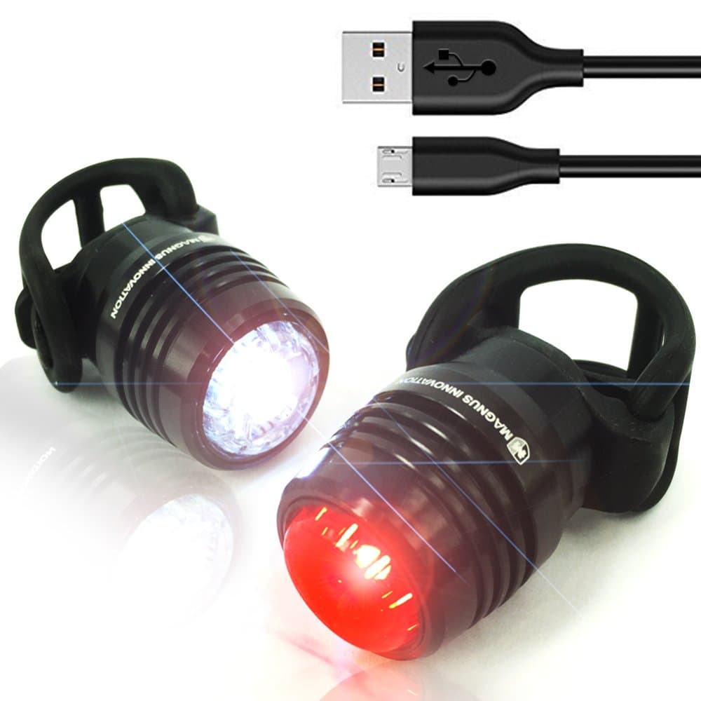 Bold 360 Bike Light Kit, Super Bright USB Combo Light Set Runs for 16 Hours, Fits All Mountain Bikes, Road Bicycle, Backpacks, Waterproof & Install in Seconds