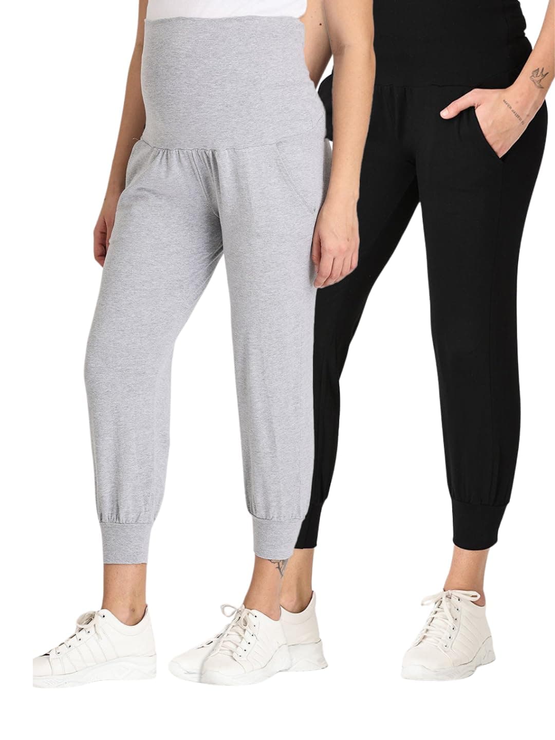 The Mom StoreComfortable Maternity Joggers | Stretchable | Soft | Pre and Post Pregnancy | Wide Belly Band Support | 95% Cotton 5% Lycra