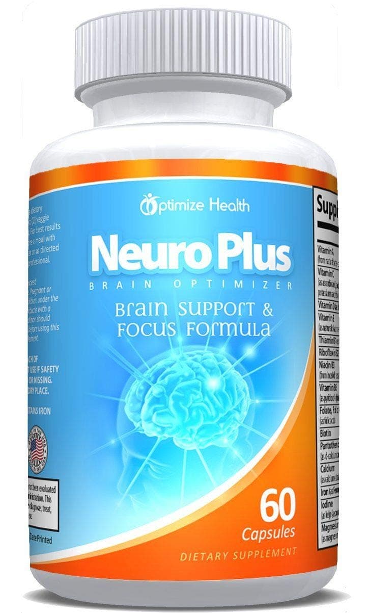 Neuro Plus Brain Optimizer Nootropics Supplement (60 Capsules) - Natural Formula with Biotin Supports Clarity, Memory and Focus- Advanced Blend Brain Vitamins, Bacopa and Huperzine Plus More