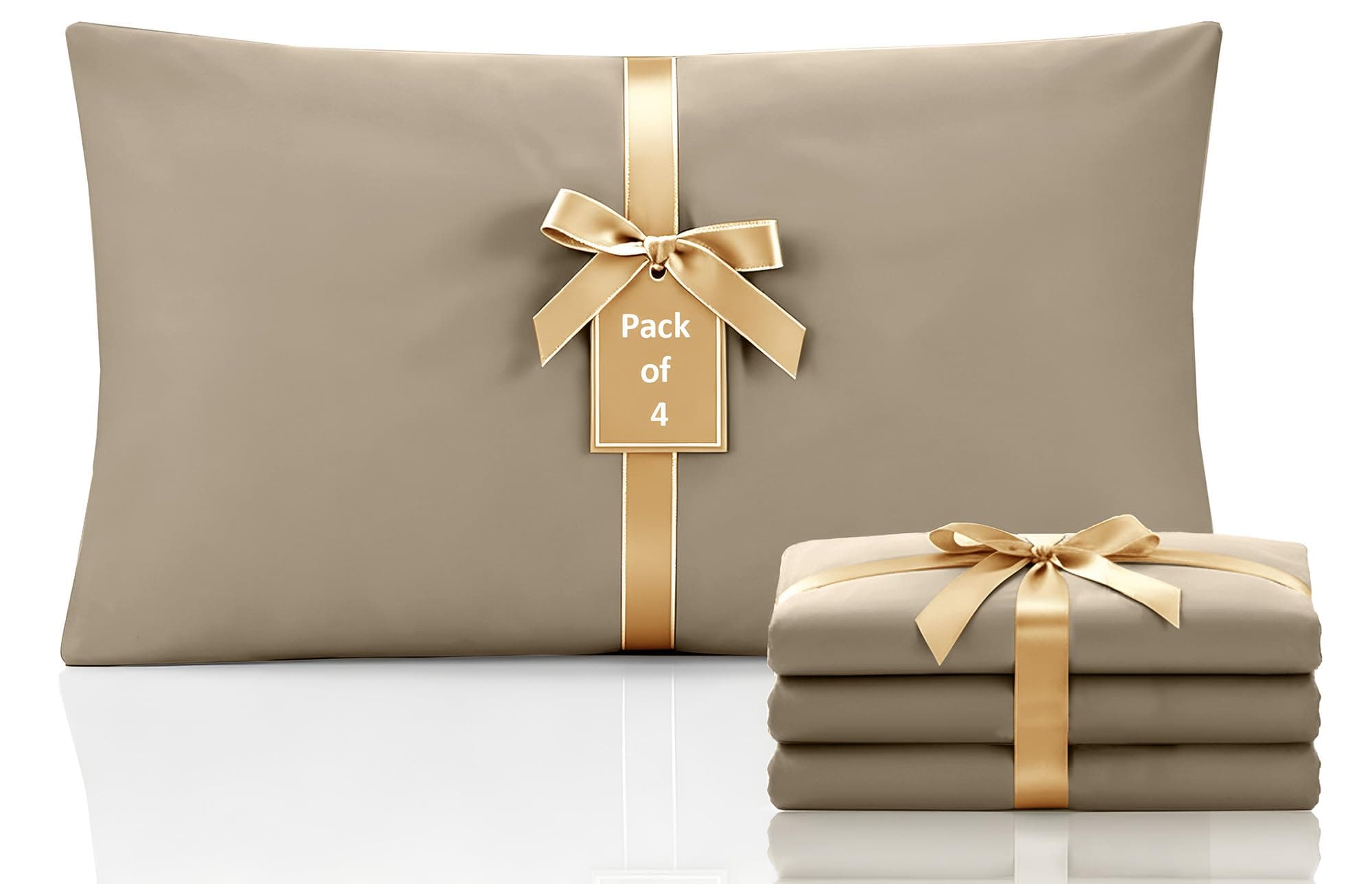 Moonlight Bedding Pillow Cases 4 Pack – Beige Pillowcases Envelope Closure Super Soft Brushed Microfiber Standard House Wife Pillow Covers, (50 X 75 CM)