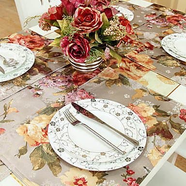All U?Want Set of 4 Peony Pattern Printing Polyester Placemats