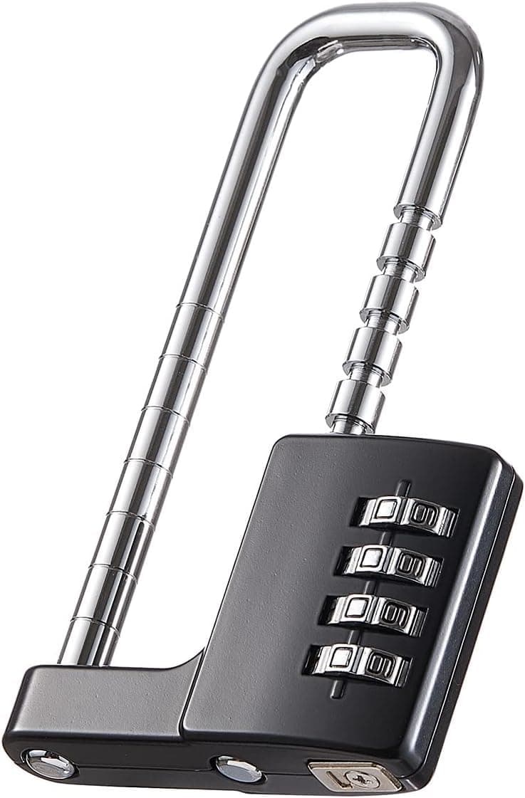 Combination Padlock, 4-Digits Adjustable Long Shackle Lock for School, Gym, Toolbox, Closet, Wardrobe, Gate, Bicycle, Cabinet, Door Handles (1 Pack, Black)