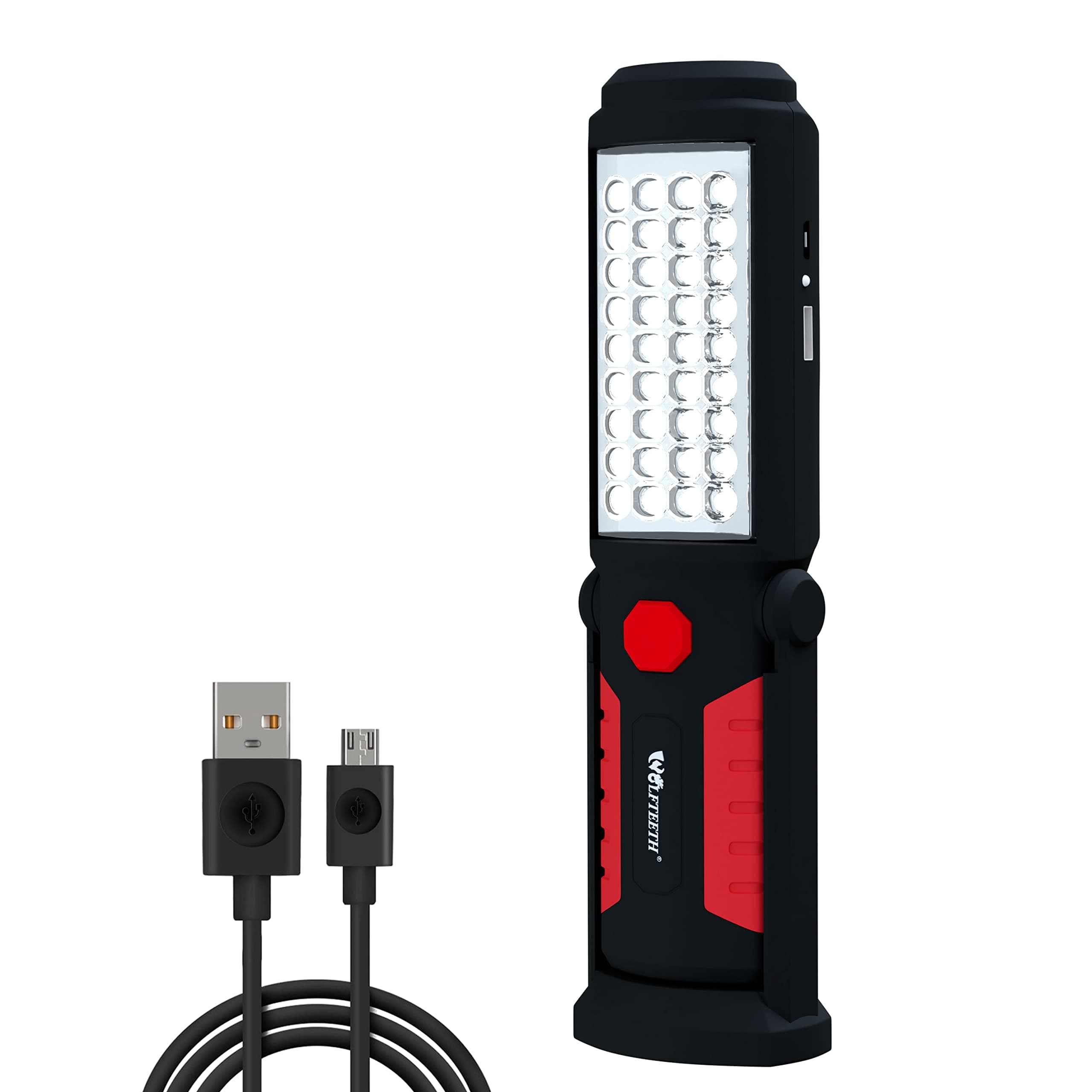 Wolfteeth Rechargeable Magnetic LED Work Light for Mechanics - 360° Rotating Underhood Flashlight with Magnetic Base, Portable Worklight for Auto Repair/Camping/Outdoor Emergencies