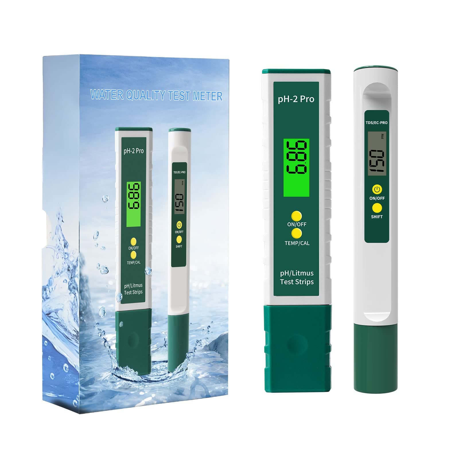 Digital pH and TDS Meter Combo, High Accuracy 0.01 Water Quality Tester and 3-in-1 TDS and EC Meter, PPM and µS Meter for Water, Practical Water Testing Kit