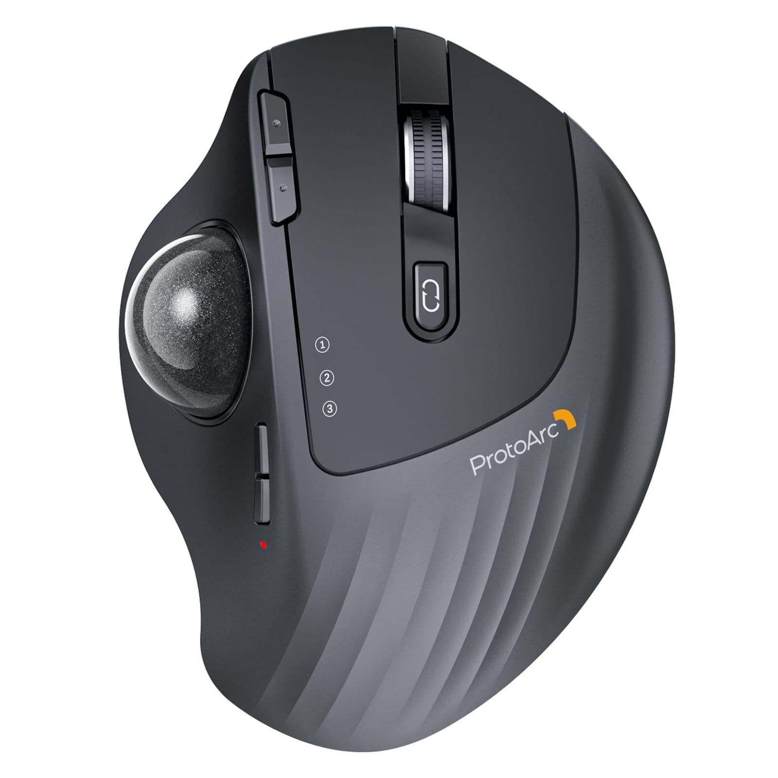 ProtoArc Wireless Trackball Mouse, EM01 NL Ergonomic Bluetooth Rollerball Thumb Rechargeable Computer Laptop Mouse, Adjustable Angle & 3 Device Connection for PC, Mac, Windows-Gray Ball