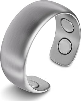 MagnetRX® Magnetic Ring - Elegant Stainless Steel Ring - Magnet Rings for Men (Brushed Silver | Size: 12)