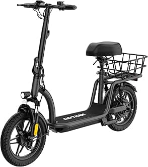 Gotrax FLEX ULTRA Electric Scooter with Seat for Adult, 25 Miles Range &20Mph Power by 500W Motor, 14" Pneumatic Tire and Comfortable & Height Adujustable, Wider Deck & Carry Basket for Commuting