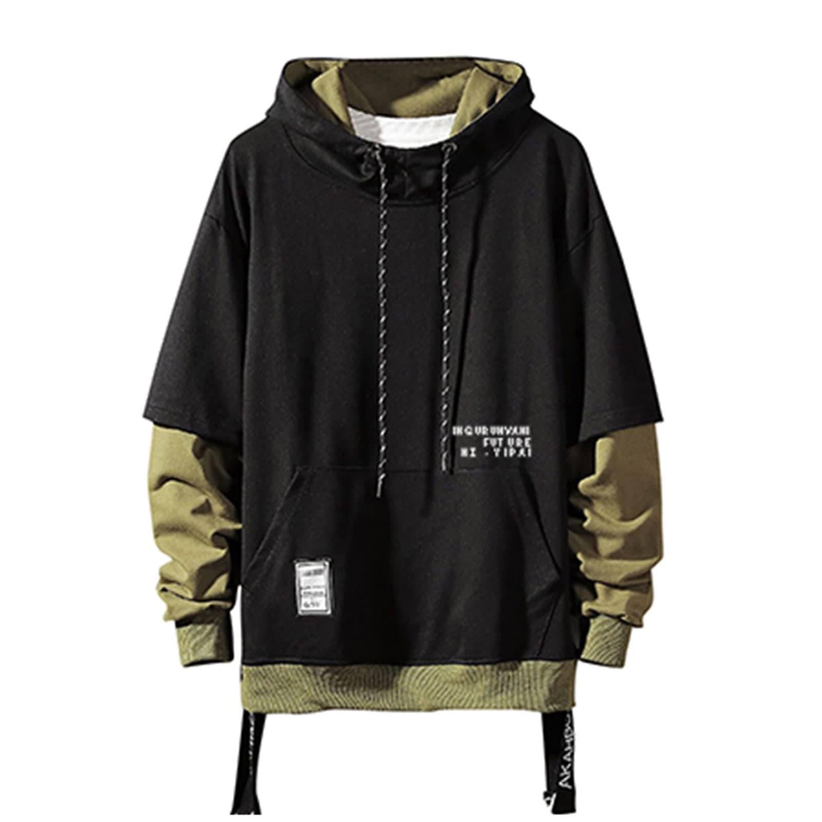 Contrast Colour Pullover Hoodie Men's Patchwork Hoodies Men