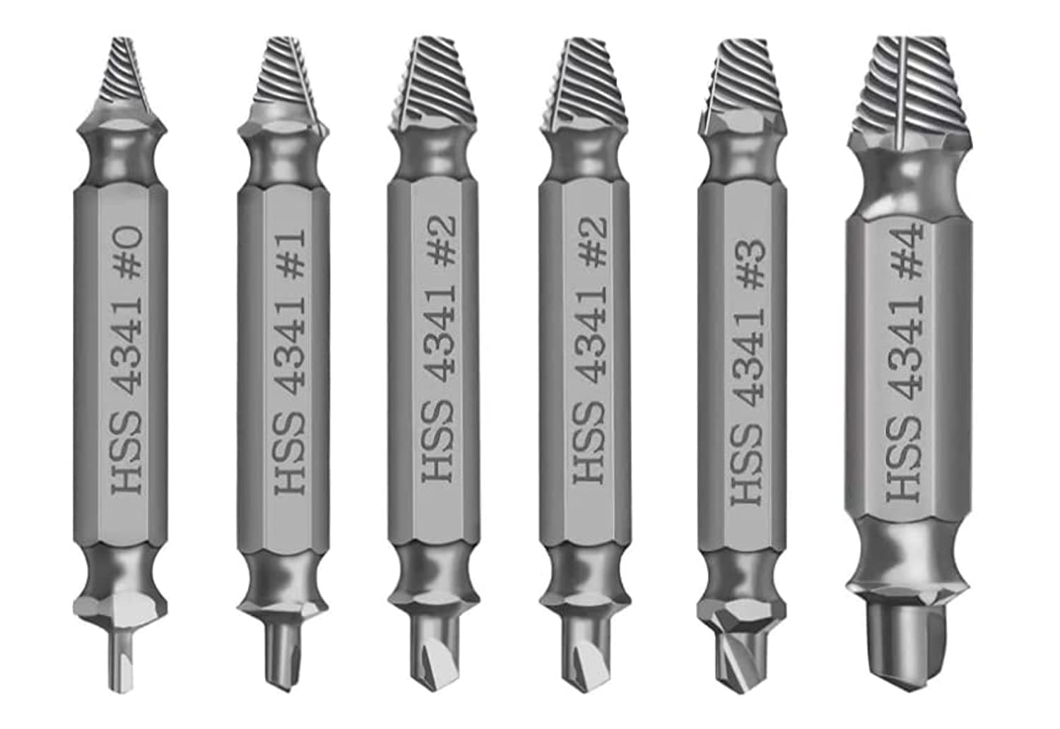 Damaged Screw Extractor Kit and Stripped Screw Extractor Set. Its A HassleFree Broken Bolt Extractor and Screw Remover Set Made From H.S.S 4341 With Hardness 63-65hrc.