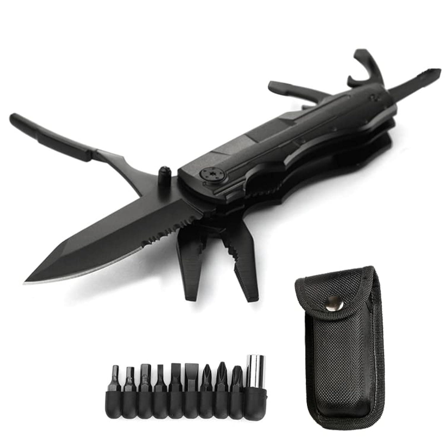 Folding Pocket Multi-tools with Saw, Plier, Screwdriver, Bottle Opener - Extra Strong High Safety Lock Design - Perfect Tool for Outdoor, Tactical, Survival,Camping,Emergency tools