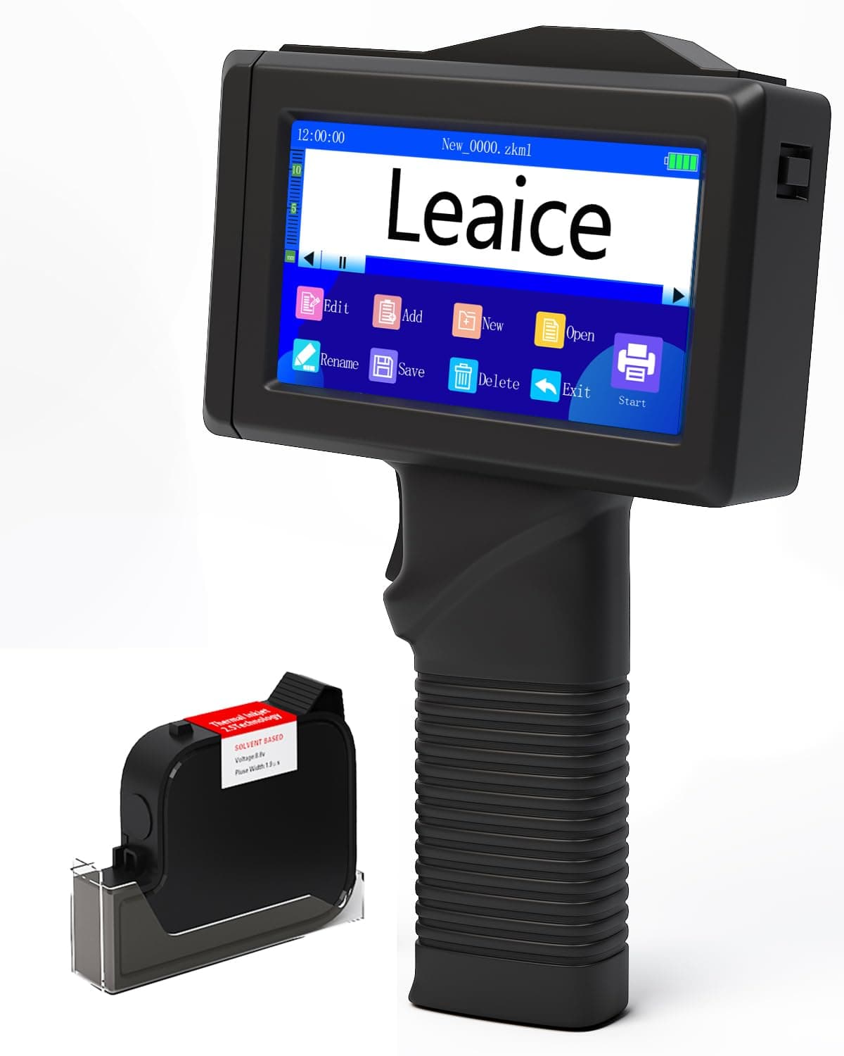 Handheld Inkjet Printer, 0.5 inch/12.7 mm Print Height Handheld Printer Gun with 42ml Quick-Drying Ink Cartridge for Batch Number Date QR Codes Barcodes Labels Logo Printing on Diverse Materials