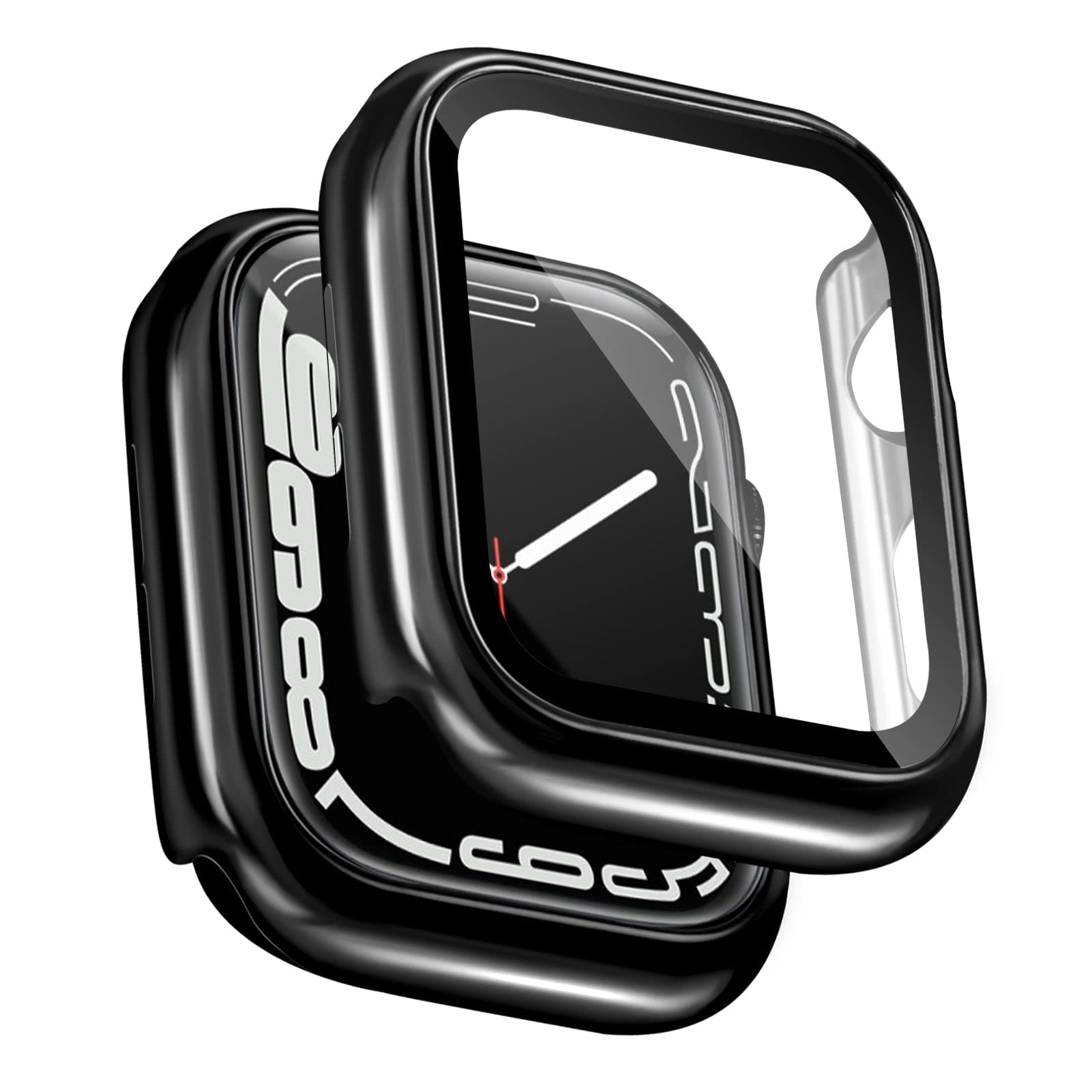 ORIbox Hard PC Case with Tempered Glass Screen Protector Compatible with Apple Watch Series 6, Apple Watch Series 5, Apple Watch Series 4, Apple Watch SE, Ultra-Thin HD Bumper Protective Cover,Black